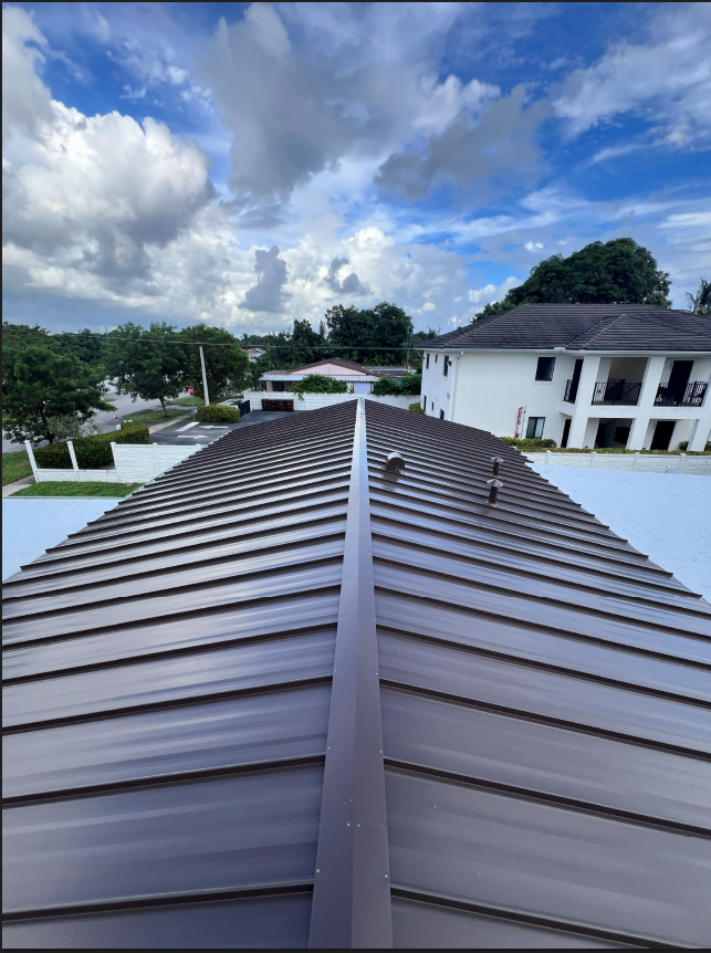 New standing-seam metal roof after replacement in Miami-Dade